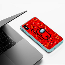 Чехол iPhone XS Max матовый Pixel Among Us, цвет: 3D-мятный — фото 2