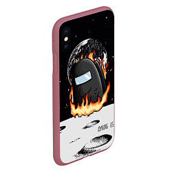 Чехол iPhone XS Max матовый Among Us fire, цвет: 3D-малиновый — фото 2