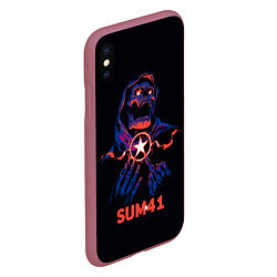 Чехол iPhone XS Max матовый Sum 41 череп, цвет: 3D-малиновый — фото 2