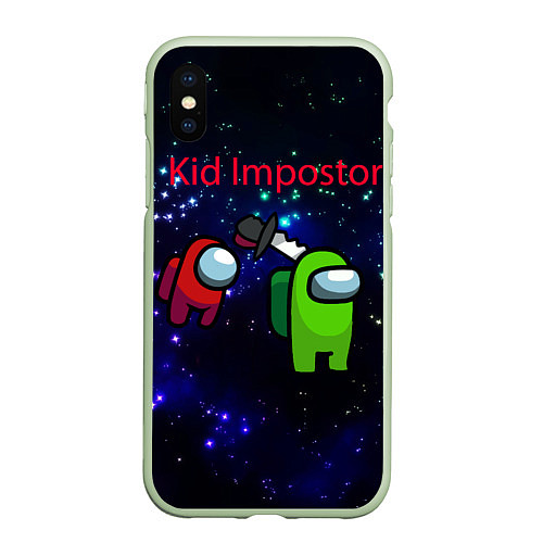 Чехол iPhone XS Max матовый Among us Impostor / 3D-Салатовый – фото 1