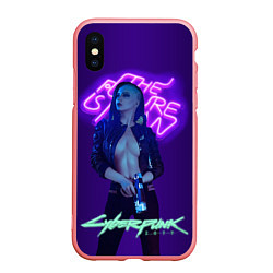 Чехол iPhone XS Max матовый Cyberpunk 2077 V