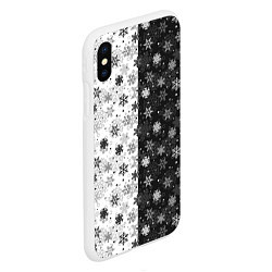 Чехол iPhone XS Max матовый Чёрно-Белые Снежинки, цвет: 3D-белый — фото 2