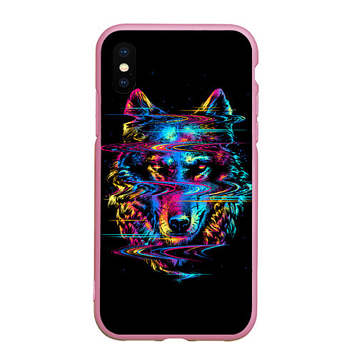 Чехол iPhone XS Max матовый Волк / 3D-Розовый – фото 1