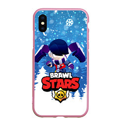 Чехол iPhone XS Max матовый Brawl Stars Эдгар, цвет: 3D-розовый