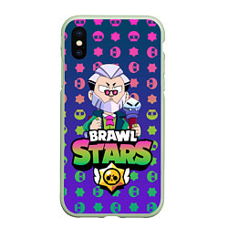 Чехол iPhone XS Max матовый Brawl Stars Byron, цвет: 3D-салатовый