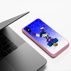 Чехол iPhone XS Max матовый Brawl StarsЭдгар, цвет: 3D-малиновый — фото 2