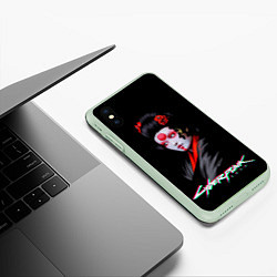 Чехол iPhone XS Max матовый CYBERPUNK 2077 JAPAN, цвет: 3D-салатовый — фото 2