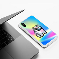 Чехол iPhone XS Max матовый Among Us Unicorn, цвет: 3D-белый — фото 2