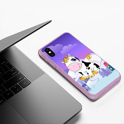 Чехол iPhone XS Max матовый Милый бык, цвет: 3D-сиреневый — фото 2