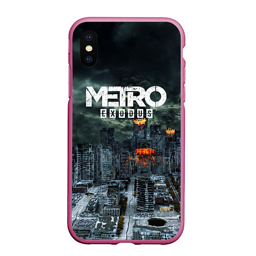 Чехол iPhone XS Max матовый Metro Exodus / 3D-Малиновый – фото 1