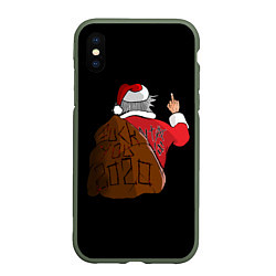 Чехол iPhone XS Max матовый Santa claus, цвет: 3D-темно-зеленый