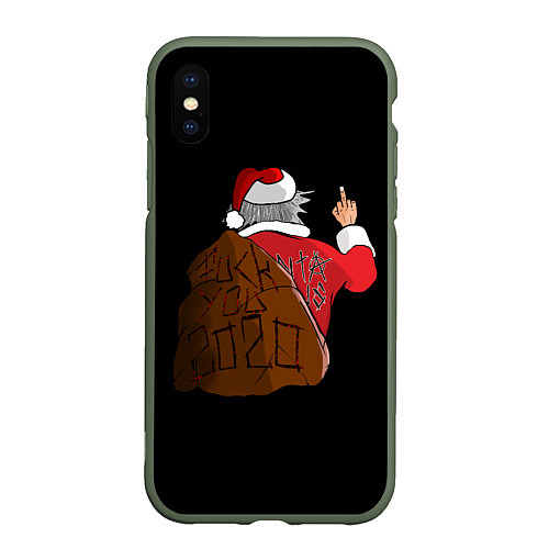 Чехол iPhone XS Max матовый Santa claus / 3D-Темно-зеленый – фото 1