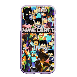 Чехол iPhone XS Max матовый MINECRAFT, цвет: 3D-светло-сиреневый