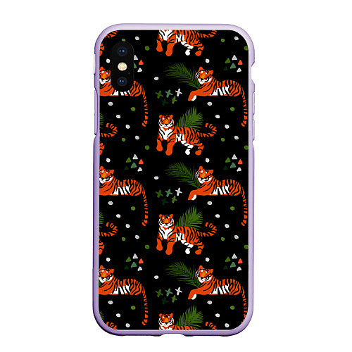 Чехол iPhone XS Max матовый Tigers / 3D-Светло-сиреневый – фото 1