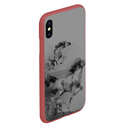 Чехол iPhone XS Max матовый Кони, цвет: 3D-красный — фото 2