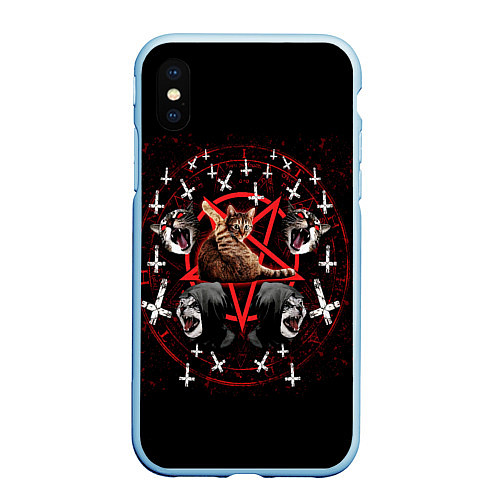Чехол iPhone XS Max матовый Satanic Cat / 3D-Голубой – фото 1