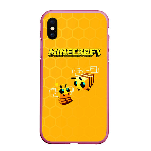 Чехол iPhone XS Max матовый Minecraft / 3D-Малиновый – фото 1