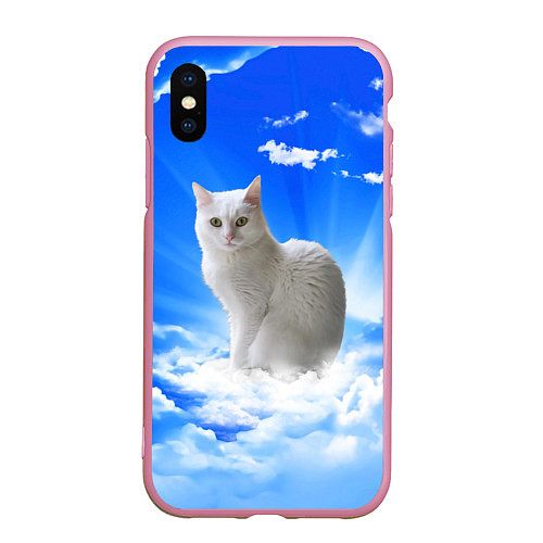 Чехол iPhone XS Max матовый Кот в облаках / 3D-Розовый – фото 1