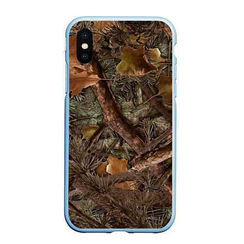 Чехол iPhone XS Max матовый Охотничий камуфляж / 3D-Голубой – фото 1