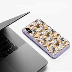 Чехол iPhone XS Max матовый Котики муркотики, цвет: 3D-светло-сиреневый — фото 2
