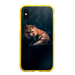 Чехол iPhone XS Max матовый Мудрый лис, цвет: 3D-желтый