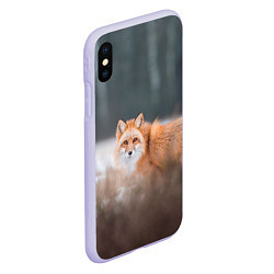 Чехол iPhone XS Max матовый Лиса, цвет: 3D-светло-сиреневый — фото 2