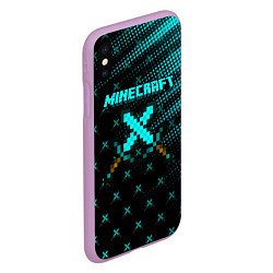 Чехол iPhone XS Max матовый Minecraft, цвет: 3D-сиреневый — фото 2