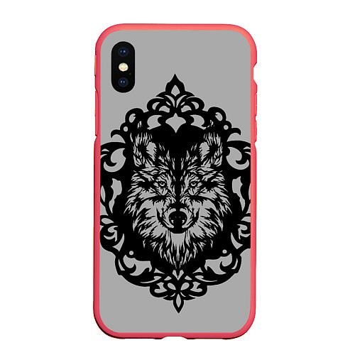 Чехол iPhone XS Max матовый Благородный серый волк / 3D-Красный – фото 1