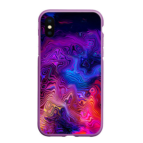 Чехол iPhone XS Max матовый НЕОНОВЫЕ РАЗВОДЫ / 3D-Фиолетовый – фото 1
