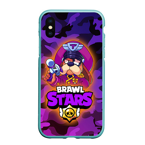 Чехол iPhone XS Max матовый Генерал Гавс - Brawl Stars / 3D-Мятный – фото 1