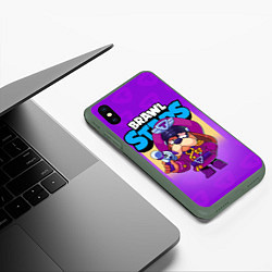 Чехол iPhone XS Max матовый Генерал Гавс - Brawl Stars, цвет: 3D-темно-зеленый — фото 2