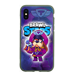 Чехол iPhone XS Max матовый Генерал Гавс - Brawl Stars, цвет: 3D-темно-зеленый