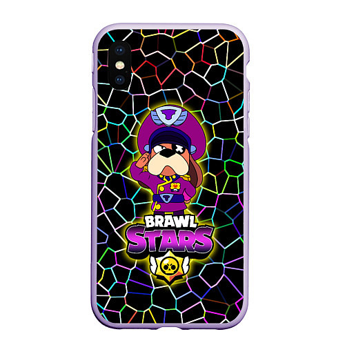 Чехол iPhone XS Max матовый Brawl StarsColonel Ruffs / 3D-Светло-сиреневый – фото 1