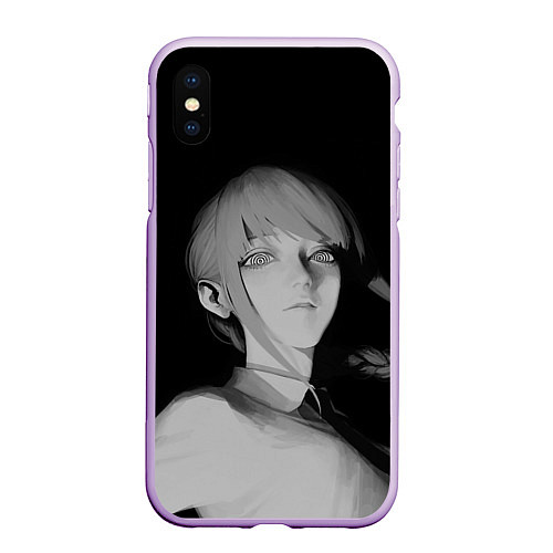 Чехол iPhone XS Max матовый Makima Chainsaw Man / 3D-Сиреневый – фото 1