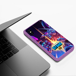 Чехол iPhone XS Max матовый Starr Force - Brawl Stars, цвет: 3D-фиолетовый — фото 2