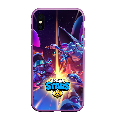 Чехол iPhone XS Max матовый Starr Force - Brawl Stars / 3D-Фиолетовый – фото 1