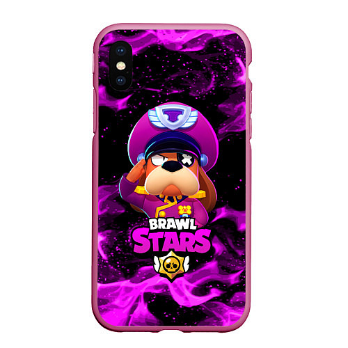 Чехол iPhone XS Max матовый ГЕНЕРАЛ ГАВС - Brawl Stars / 3D-Малиновый – фото 1