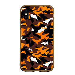 Чехол iPhone XS Max матовый Милитари ораньжевый, цвет: 3D-коричневый