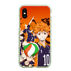 Чехол iPhone XS Max матовый ВОЛЕЙБОЛ!! HAIKYUU!!, цвет: 3D-салатовый