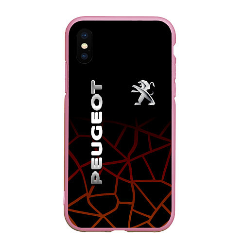 Чехол iPhone XS Max матовый PEUGEOT / 3D-Розовый – фото 1
