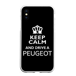 Чехол iPhone XS Max матовый Drive a Peugeot!, цвет: 3D-белый