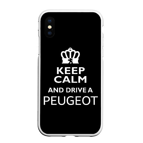 Чехол iPhone XS Max матовый Drive a Peugeot! / 3D-Белый – фото 1