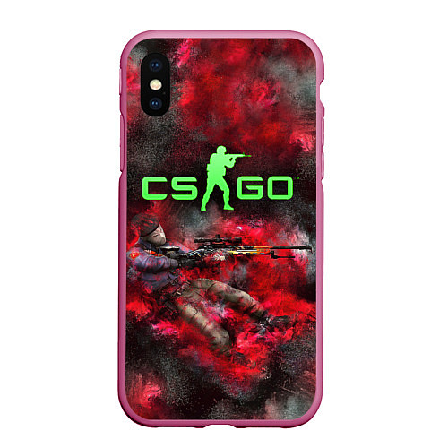 Чехол iPhone XS Max матовый CS GO Red heat / 3D-Малиновый – фото 1