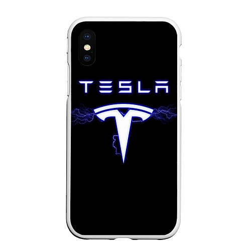 Чехол iPhone XS Max матовый TESLA / 3D-Белый – фото 1