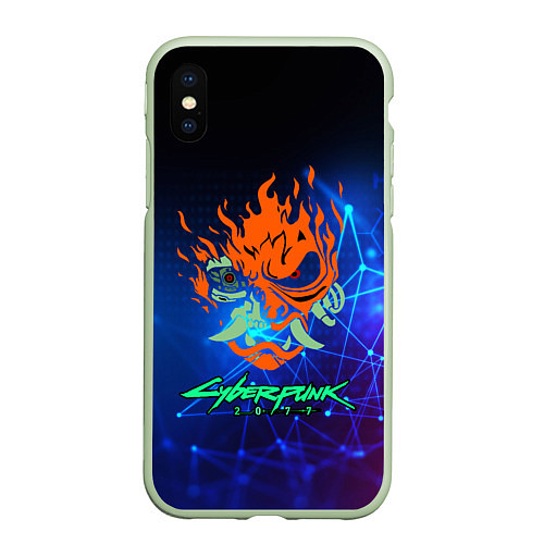 Чехол iPhone XS Max матовый CYBERPUNK 2077 / 3D-Салатовый – фото 1