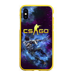 Чехол iPhone XS Max матовый CS GO Blue smoke, цвет: 3D-желтый