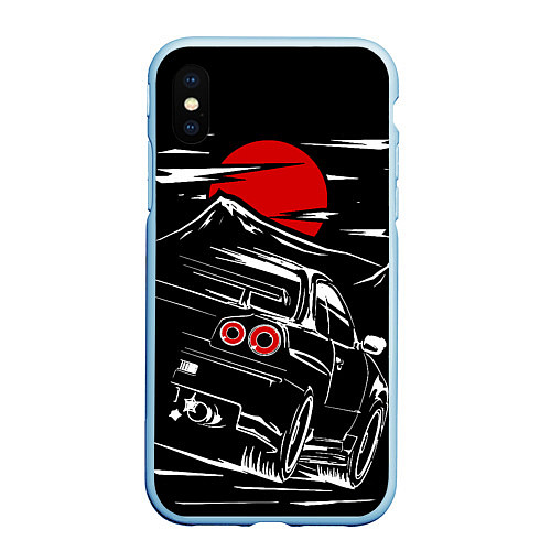 Чехол iPhone XS Max матовый Skyline R 34 R34 скайлайн / 3D-Голубой – фото 1