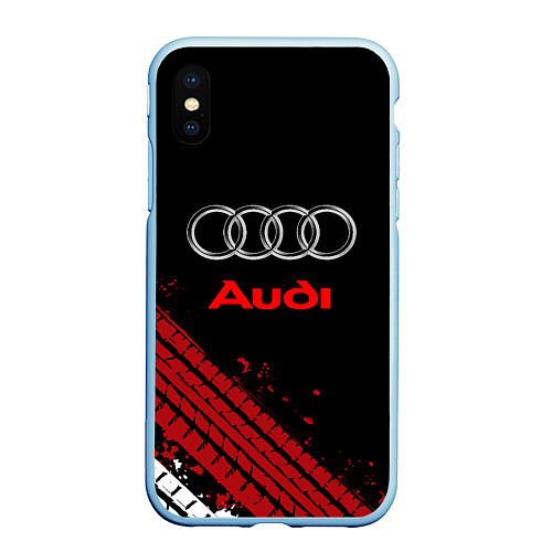 Чехол iPhone XS Max матовый AUDI / 3D-Голубой – фото 1