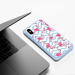 Чехол iPhone XS Max матовый Фламинго Волны, цвет: 3D-голубой — фото 2