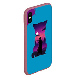 Чехол iPhone XS Max матовый Gintama Гинтама, цвет: 3D-малиновый — фото 2